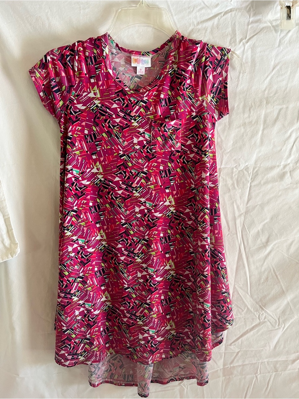 Girls' LuLaRoe Pink Patterned Short-Sleeve Dress